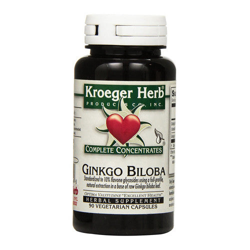 Kroeger Herbs Complete Concentrate Ginkgo Biloba Vegetarian Capsules, 90 Ea